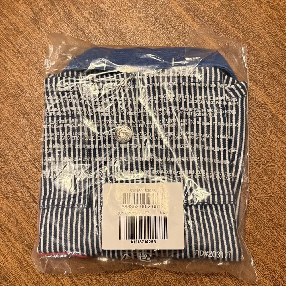 Old Navy Railroad Stripe Printed Loose Collared Twill Jacket
